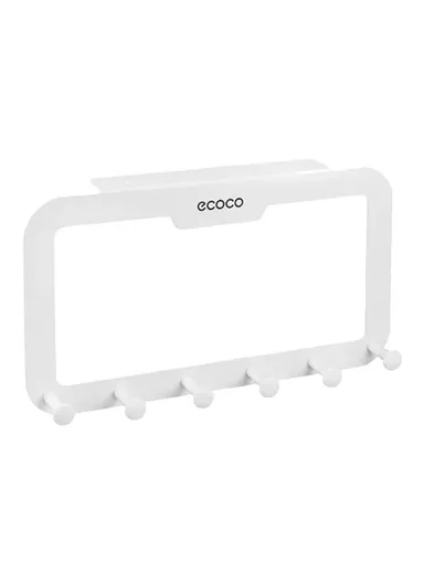 Over Door Hook Adhesive 6 Hooks Door Hanger for Clothes Coat Towel Bag - White