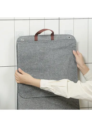 Foldable Hanging Laundry Hamper Basket, Wall-Mounted Dirty Clothes Bin (W58 x D15 x H41)cm - Beige / L