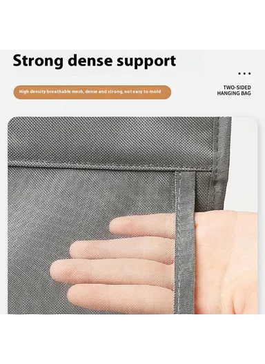 26-Pocket Hanging Storage Bag, Clothes, Pants &amp; Underwear Space-Saving Wardrobe Organizer (W21.5 x H138)cm - Grey