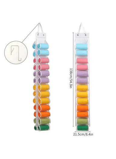26-Pocket Hanging Storage Bag, Clothes, Pants &amp; Underwear Space-Saving Wardrobe Organizer (W21.5 x H138)cm - White