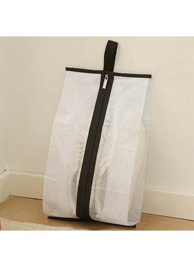 See-Through Dustproof Zippered Shoe Storage Bag, PVC Waterproof Shoe Organizer (W20 x H40)cm - Black Edge