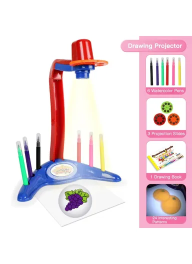 Multi-functional Slide Projector for Kids Creative Painting Projection Puzzle Game - Red