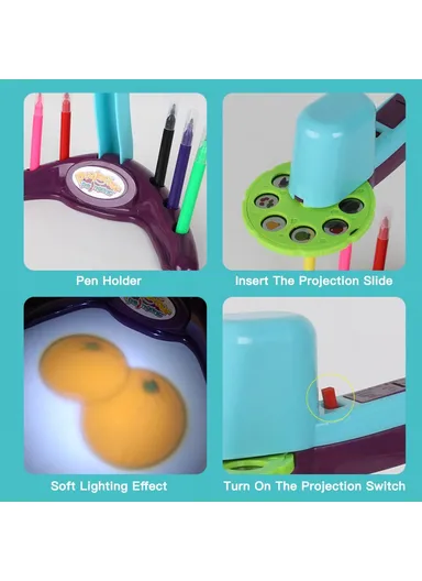 Multi-functional Slide Projector for Kids Creative Painting Projection Puzzle Game - Red