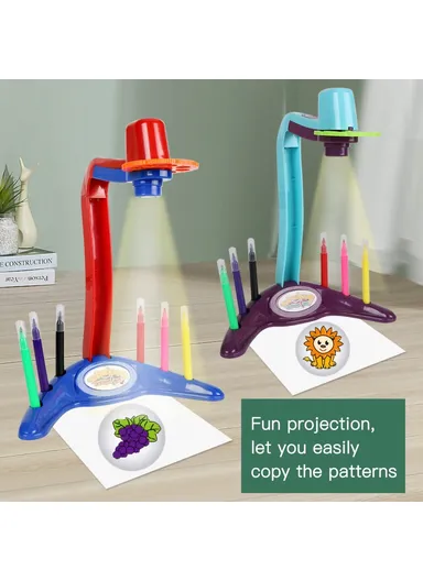 Multi-functional Slide Projector for Kids Creative Painting Projection Puzzle Game - Red