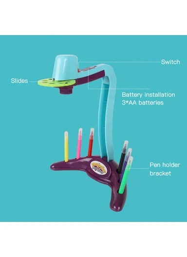 Multi-functional Slide Projector for Kids Creative Painting Projection Puzzle Game - Red