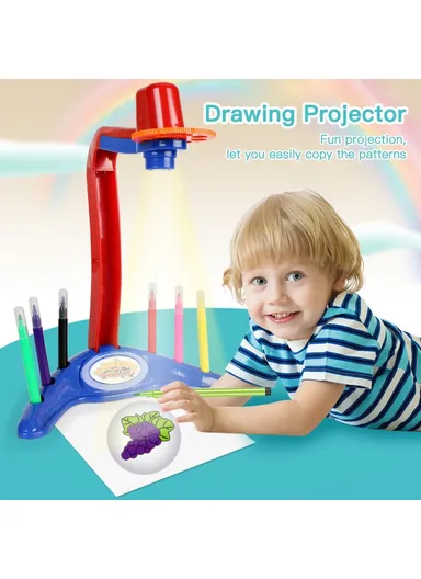 Multi-functional Slide Projector for Kids Creative Painting Projection Puzzle Game - Red