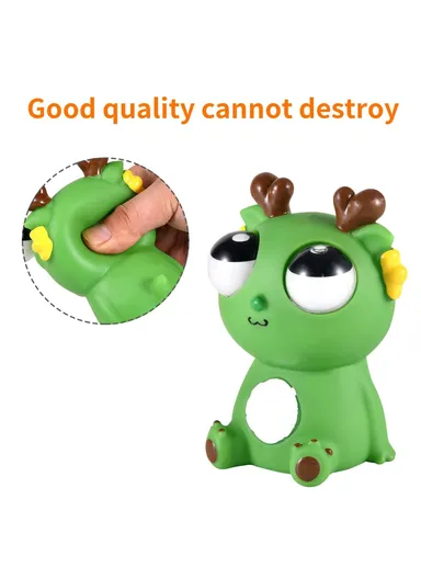 Funny Bulging Eyes Cartoon Dragon PVC Squeeze Doll Stress Relief Toy - Dark Green