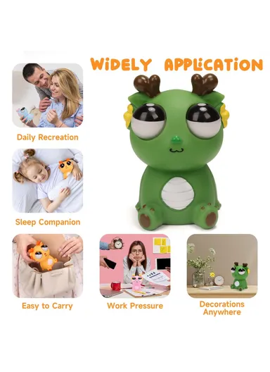 Funny Bulging Eyes Cartoon Dragon PVC Squeeze Doll Stress Relief Toy - Dark Green
