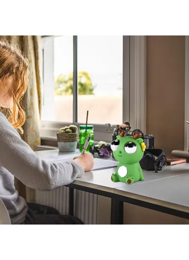 Funny Bulging Eyes Cartoon Dragon PVC Squeeze Doll Stress Relief Toy - Dark Green