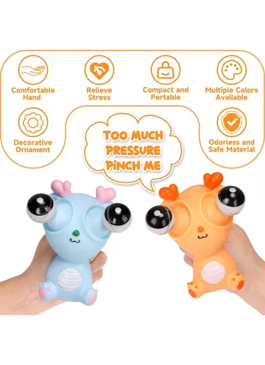 Funny Bulging Eyes Cartoon Dragon Squeeze Toy, Adults &amp; Children PVC Stress Relief Doll (W6.5 x H11)cm - Pink