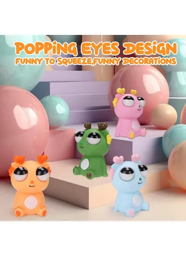 Funny Bulging Eyes Cartoon Dragon Squeeze Toy, Adults &amp; Children PVC Stress Relief Doll (W6.5 x H11)cm - Pink