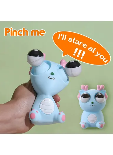 Funny Bulging Eyes Cartoon Dragon Squeeze Toy, Adults &amp; Children PVC Stress Relief Doll (W6.5 x H11)cm - Pink
