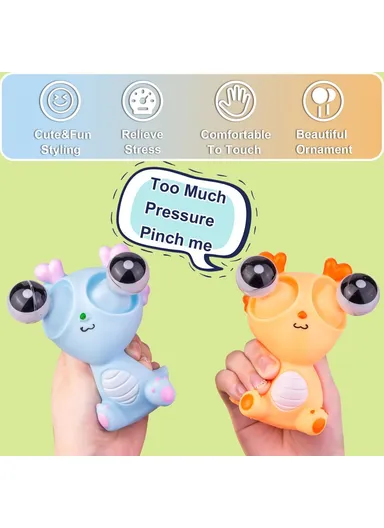 Funny Bulging Eyes Cartoon Dragon Squeeze Toy, Adults &amp; Children PVC Stress Relief Doll (W6.5 x H11)cm - Blue