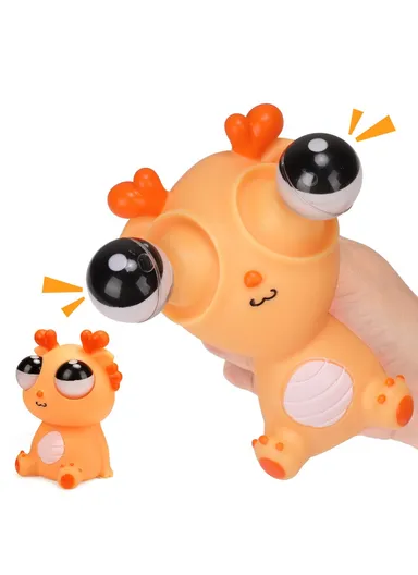 Funny Bulging Eyes Cartoon Dragon Squeeze Toy, Adults &amp; Children PVC Stress Relief Doll (W6.5 x H11)cm - Orange