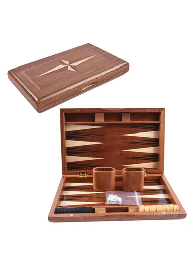 11-Inch Wooden Backgammon Set with Folding Design Classic Board Games
