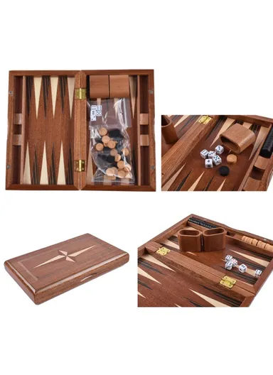 11-Inch Wooden Backgammon Set with Folding Design Classic Board Games