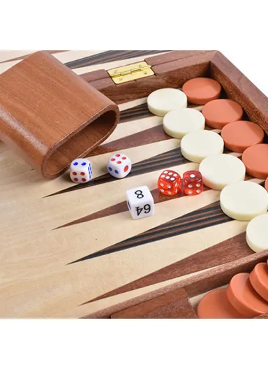 11-Inch Wooden Backgammon Set with Folding Design Classic Board Games