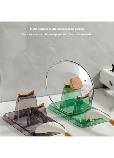 Pot Lid Rack Kitchen Organizer Utensil Holder PET Silicone Countertop Storage Cutting Board Stand - White