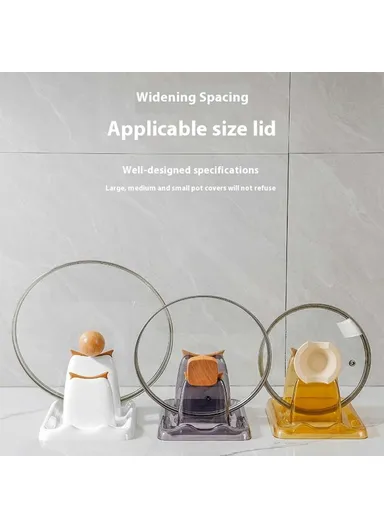 Pot Lid Rack Kitchen Organizer Utensil Holder PET Silicone Countertop Storage Cutting Board Stand - White