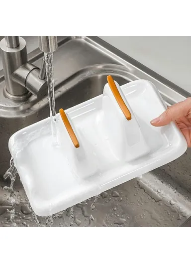 Pot Lid Rack Kitchen Organizer Utensil Holder PET Silicone Countertop Storage Cutting Board Stand - White