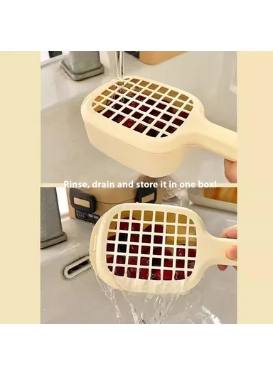 Kitchen Fruit Washing Strainer PP Basket with Lid Home Fruit Vegetable Washing Bowl Drainer