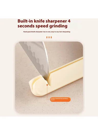 Effortless Kitchen Knife &amp; Cleaver Sharpener with Safety Hand Guard (L11 x W2.7)cm - Orange