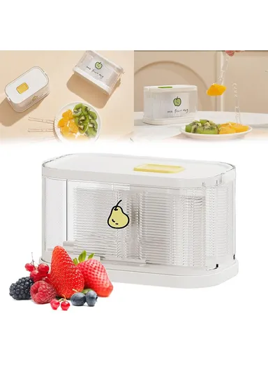 50-Pcs  Push-Type Fruit Fork Dispenser Box with Disposable Food-Grade Forks - Yellow