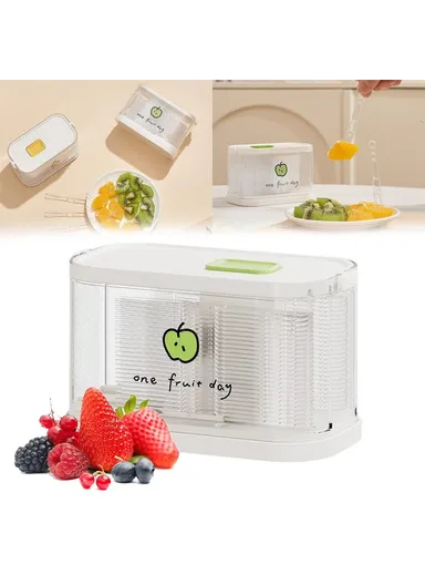 50-Pcs  Push-Type Fruit Fork Dispenser Box with Disposable Food-Grade Forks - Green