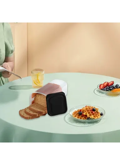 Airtight Bread Storage Container with Lid, Transparent Plastic Kitchen Bread Box (L13 x W13 x H34)cm - Black