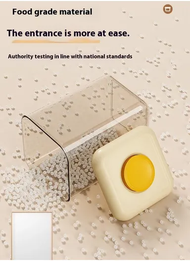 1750ml Round Push Button PS Airtight Container Grains Snacks Kitchen Food Storage Canister - Yellow