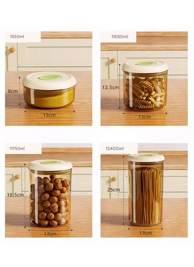 1750ml Round Push Button PS Airtight Container Grains Snacks Kitchen Food Storage Canister - Yellow