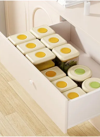 1750ml Round Push Button PS Airtight Container Grains Snacks Kitchen Food Storage Canister - Yellow