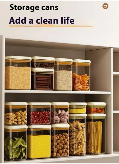 1800ml Rectangular PS Airtight Container Push Button Grains Snacks Kitchen Food Storage Canister - Green