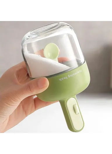 Kitchen Seasoning Container with Integrated Spoon, Moisture-Proof Glass Sealed Spice Jar - Green