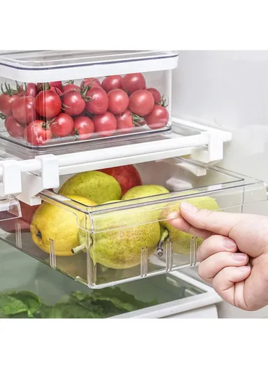 Refrigerator Organizer Bin Pull-out Fridge Drawer Organizer Clear Storage Basket for Fridge Freezer Cabinets Pantry - 8 Grids