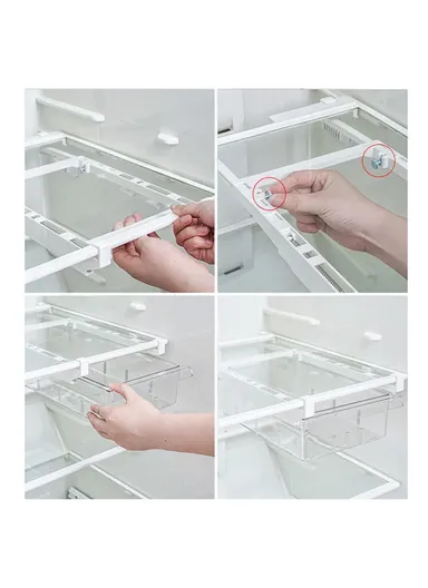 Refrigerator Organizer Bin Pull-out Fridge Drawer Organizer Clear Storage Basket for Fridge Freezer Cabinets Pantry - 8 Grids