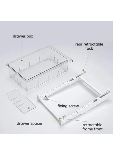 Refrigerator Organizer Bin Pull-out Fridge Drawer Organizer Clear Storage Basket for Fridge Freezer Cabinets Pantry - 8 Grids