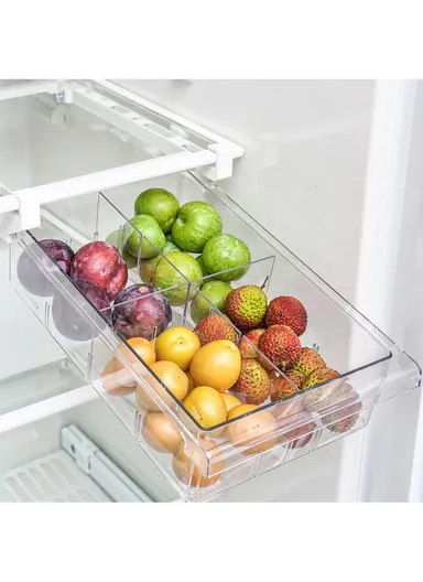 Refrigerator Organizer Bin Pull-out Fridge Drawer Organizer Clear Storage Basket for Fridge Freezer Cabinets Pantry - 8 Grids