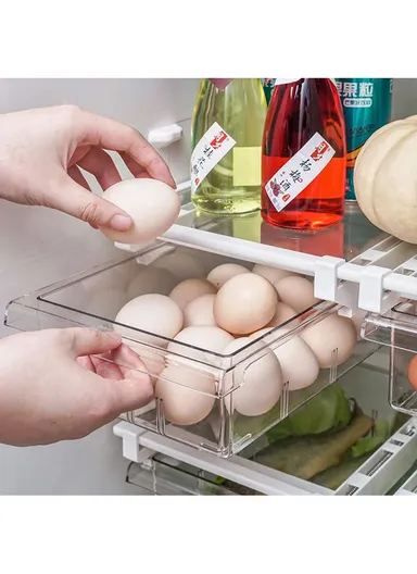 Refrigerator Organizer Bin Pull-out Fridge Drawer Organizer Clear Storage Basket for Fridge Freezer Cabinets Pantry - 8 Grids
