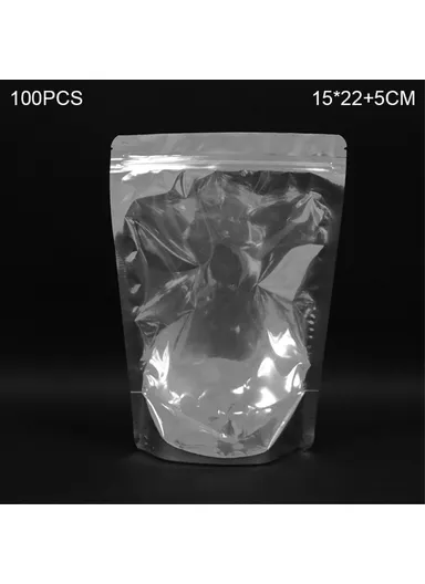 100Pcs 20C Zip Lock Aluminum Foil Stand-up Sealing Bag MX-067 (L15 x W5 x H22)cm