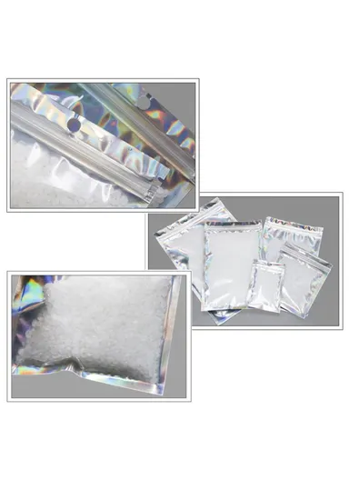 100-Pcs 14C Self Seal Laser Zipped Bags PET+CPP Resealable Storage Container MX-101 (L16 x W24)cm