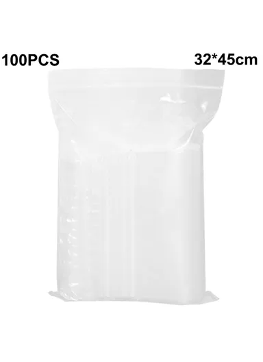 100-Pcs Clear Storage PE Bags Resealable Ziplock Sealing Pouches MX-054 (L32 x W45)cm