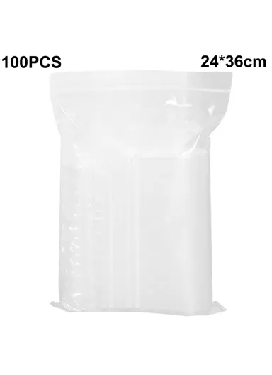 100-Pcs Clear Storage PE Bags Resealable Ziplock Sealing Pouches MX-054 (L24 x W36)cm