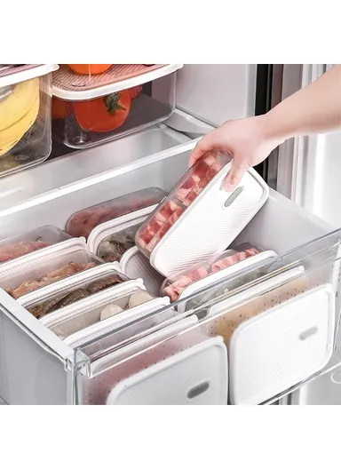 7000ml Stackable Bins Lid Cover PE+PET Containers Refrigerator Food Organizers TY-59367 (L29 x W21 x H14.5)cm