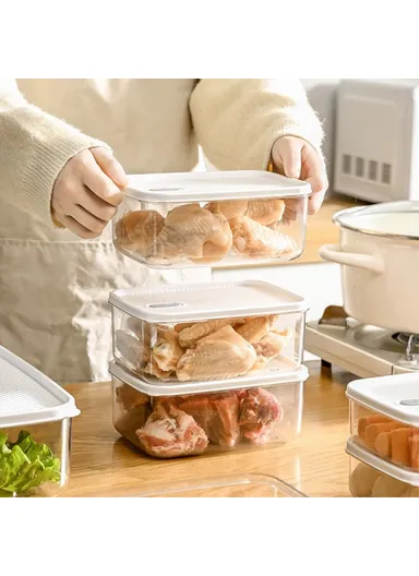 7000ml Stackable Bins Lid Cover PE+PET Containers Refrigerator Food Organizers TY-59367 (L29 x W21 x H14.5)cm