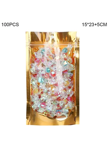 100-Pcs 16C Sealing Stand Up Bags, Transparent Window Design Food Storage Bags MX-111 (L15 x W5 x H23)cm