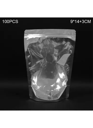 100Pcs 20C Zip Lock Aluminum Foil Stand-up Sealing Bag MX-067 (L9 x W3 x H14)cm
