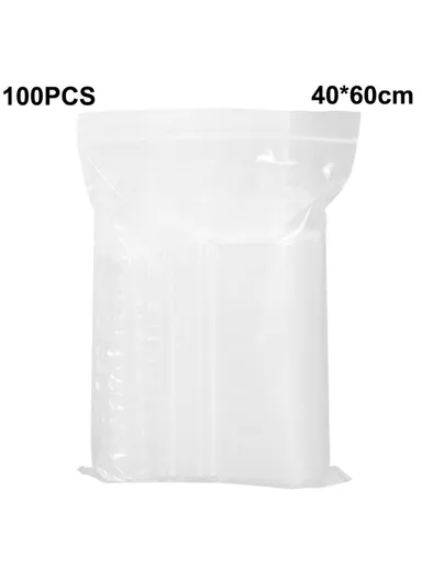 100-Pcs Clear Storage PE Bags Resealable Ziplock Sealing Pouches MX-054 (L40 x W60)cm