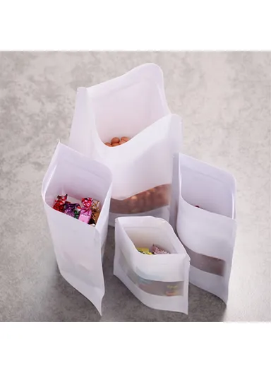 100-Pcs White Kraft Paper Bags Food Storage Pouches MX-007 (L12 x W8 x H20)cm