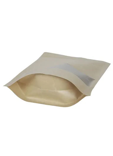 100-Pcs 28C Kraft Paper Food Bags, Stand-Up Ziplock Storage Bag with Clear Window MX-001 (L16 x W4 x H22)cm